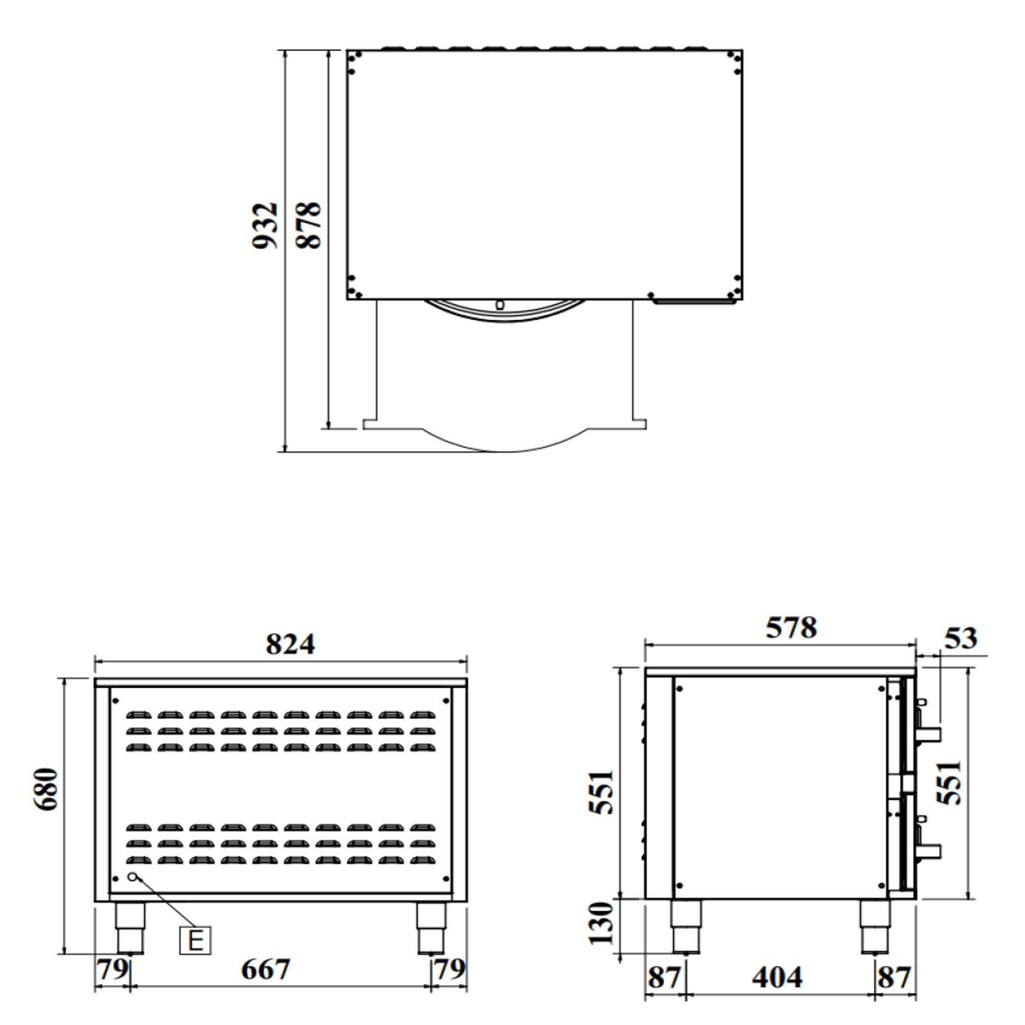 Heating cabinet - 824mm - 2 drawers