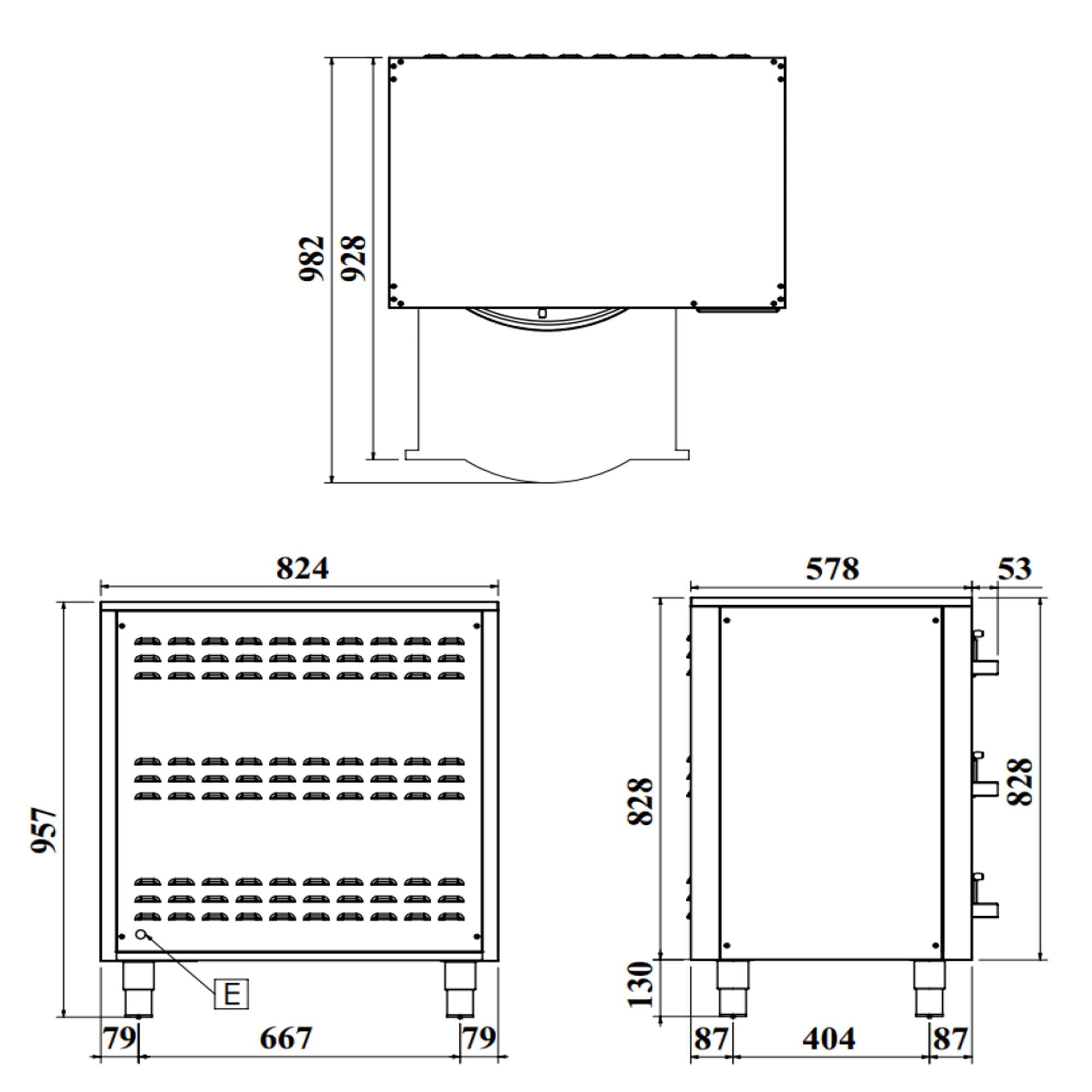 Heating cabinet - 824mm - 3 drawers