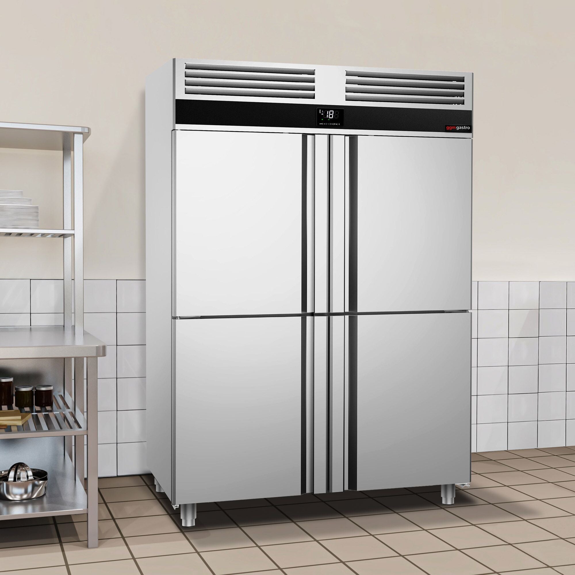 Deep Freezer Premium - GN 2/1 - 1400 Lt. - 4 stainless steel half -door
