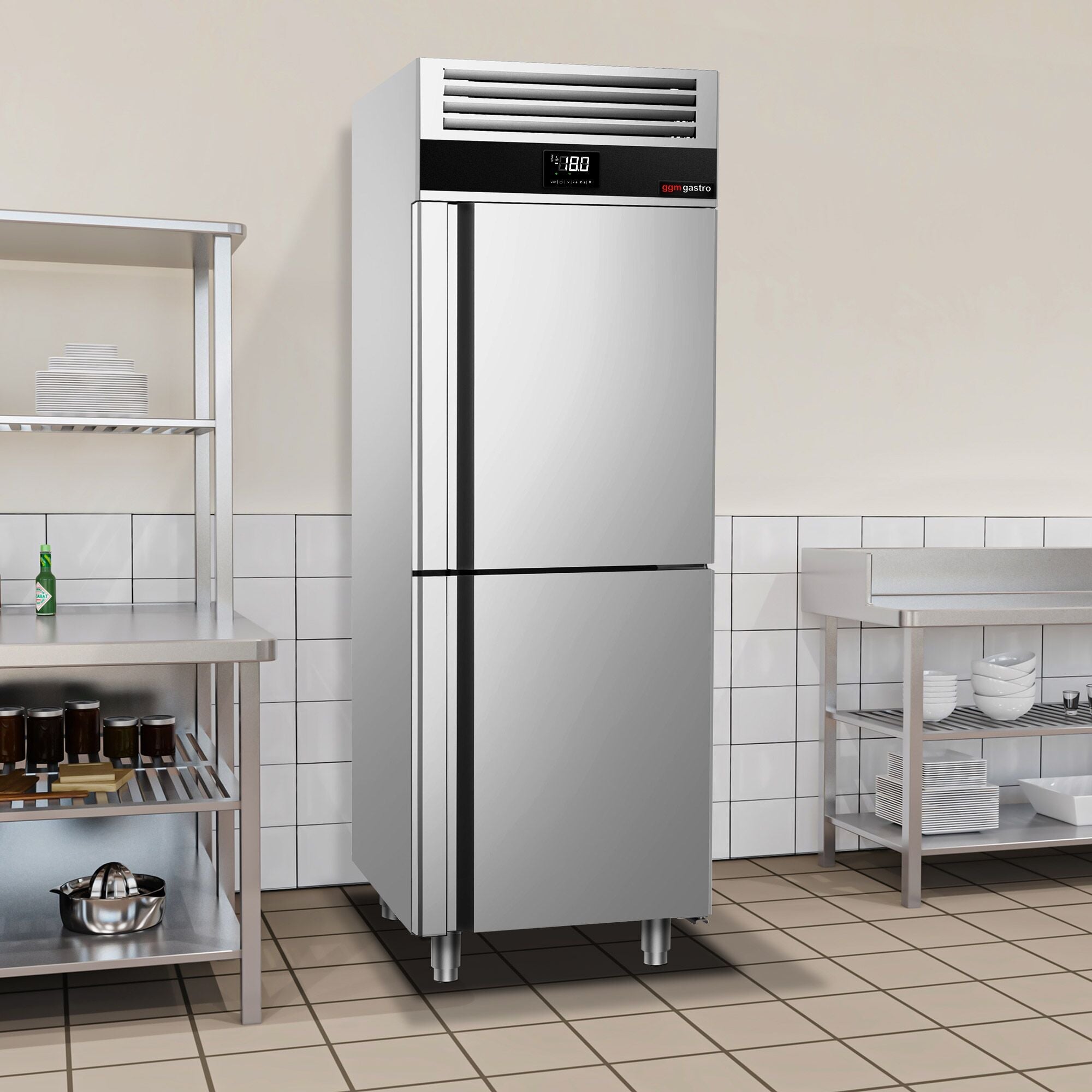 Deep Freezer Premium - GN 2/1 - 700 Liter - 2 Stainless Steel Half Doors