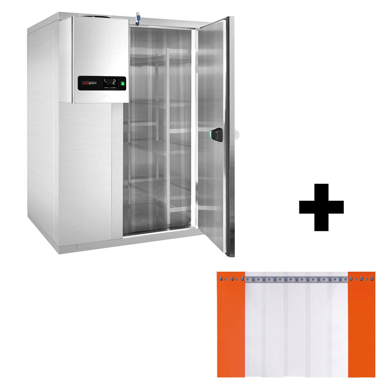Stainless Steel Deep Freezer Room - 2100x1200mm - 3,16m³ - Drink freezing unit & curtain