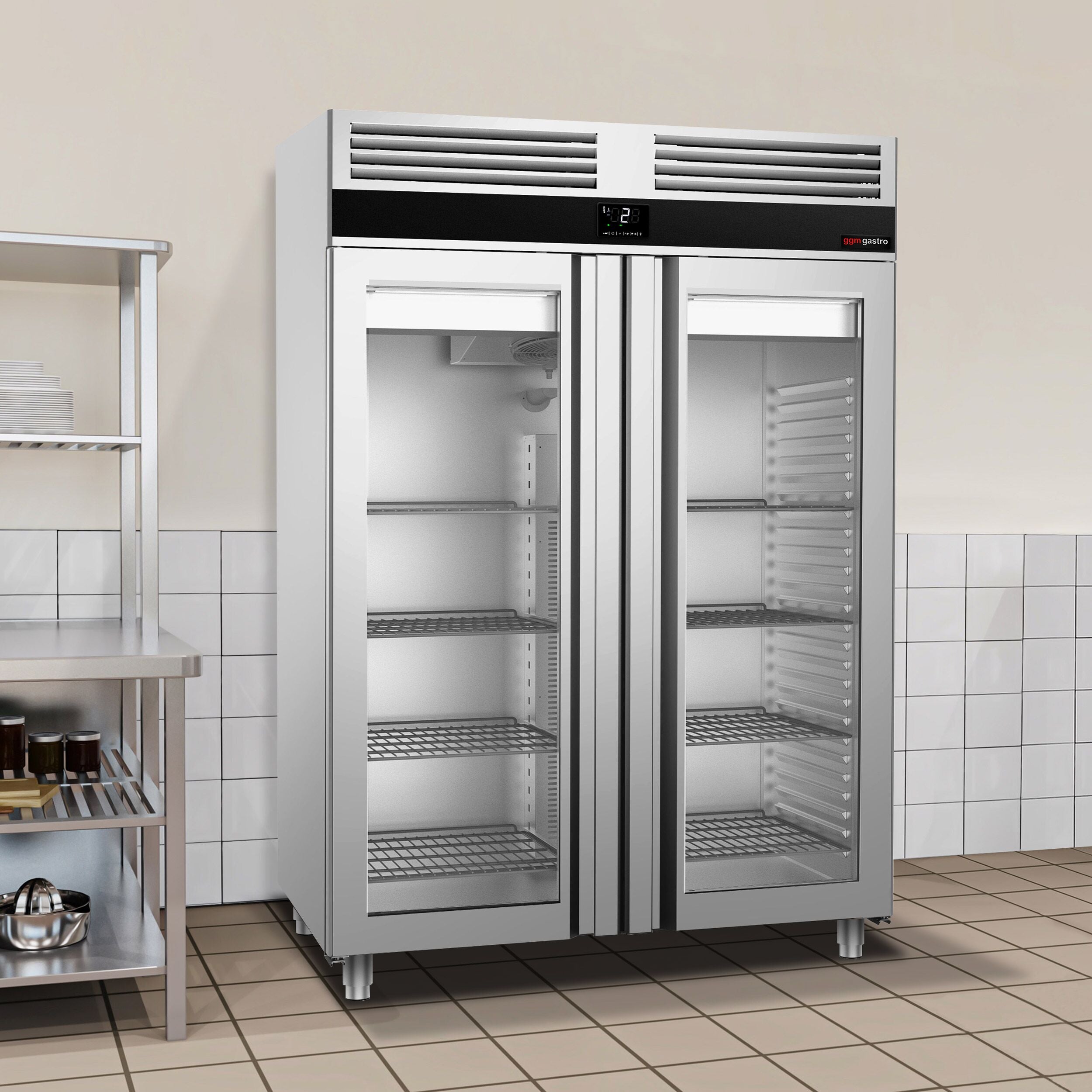 Refrigerator Premium - GN 2/1 - 1400 liters - 2 glass doors