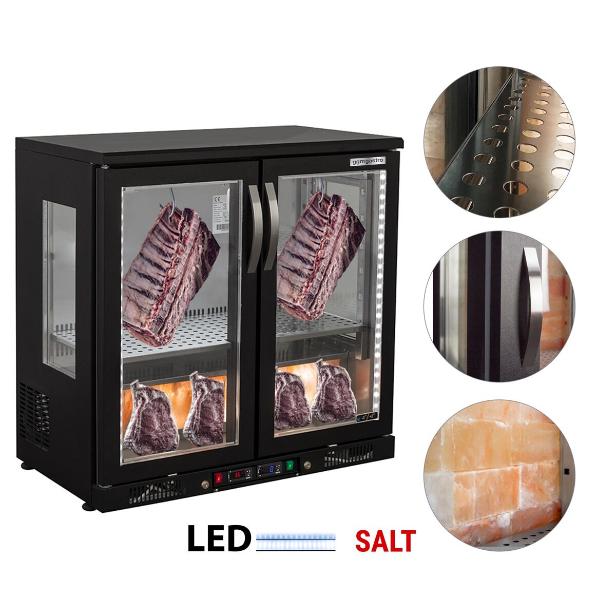 Meat Maturation Cabinet 0.92 M - Two Glass Doors - Black