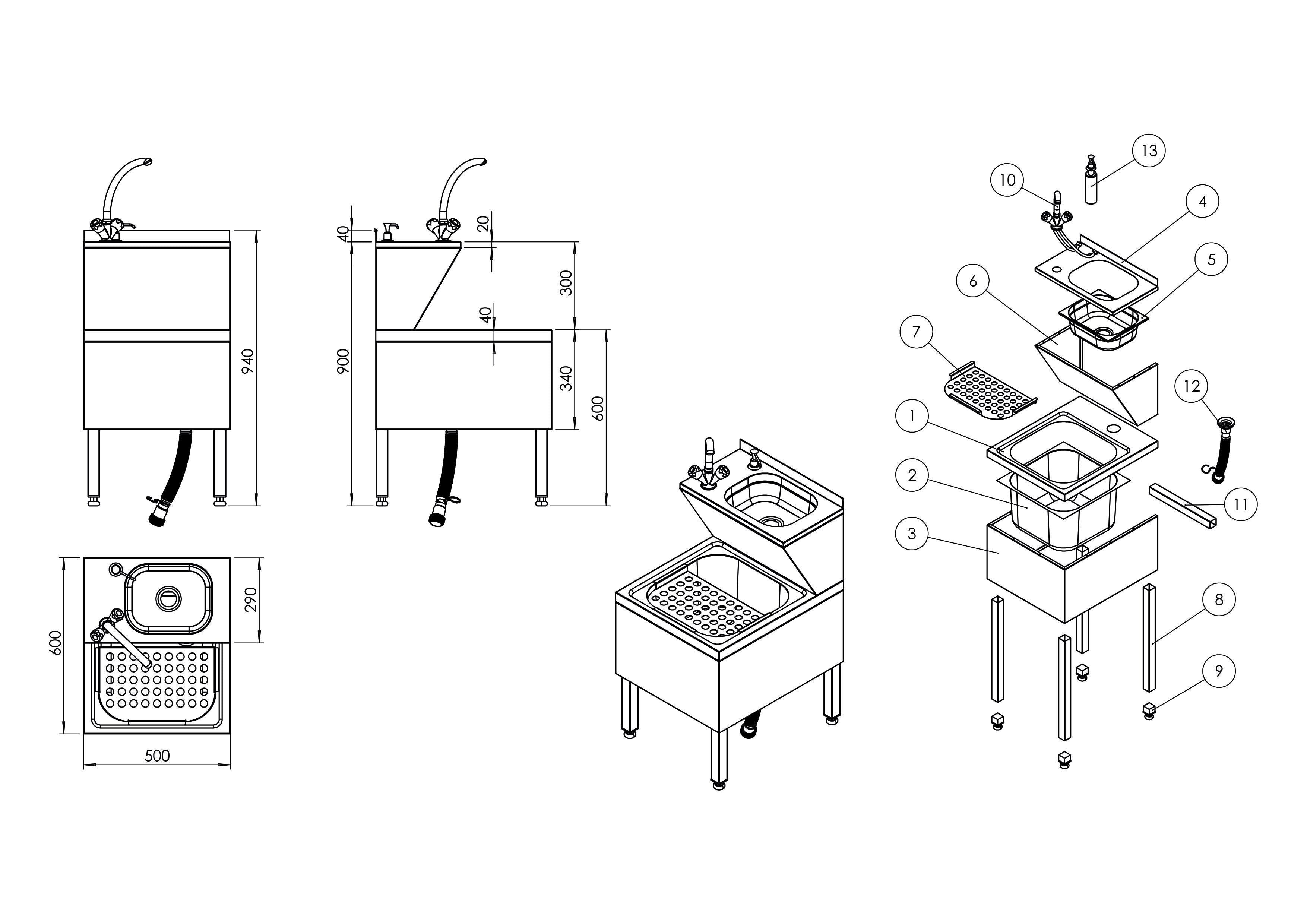 Hand Washing Sink - Cleaning and Rinsing - Soaping