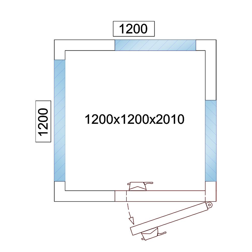 Cold Room - 1200x1200mm - 1.8m³ - 3 glass edges