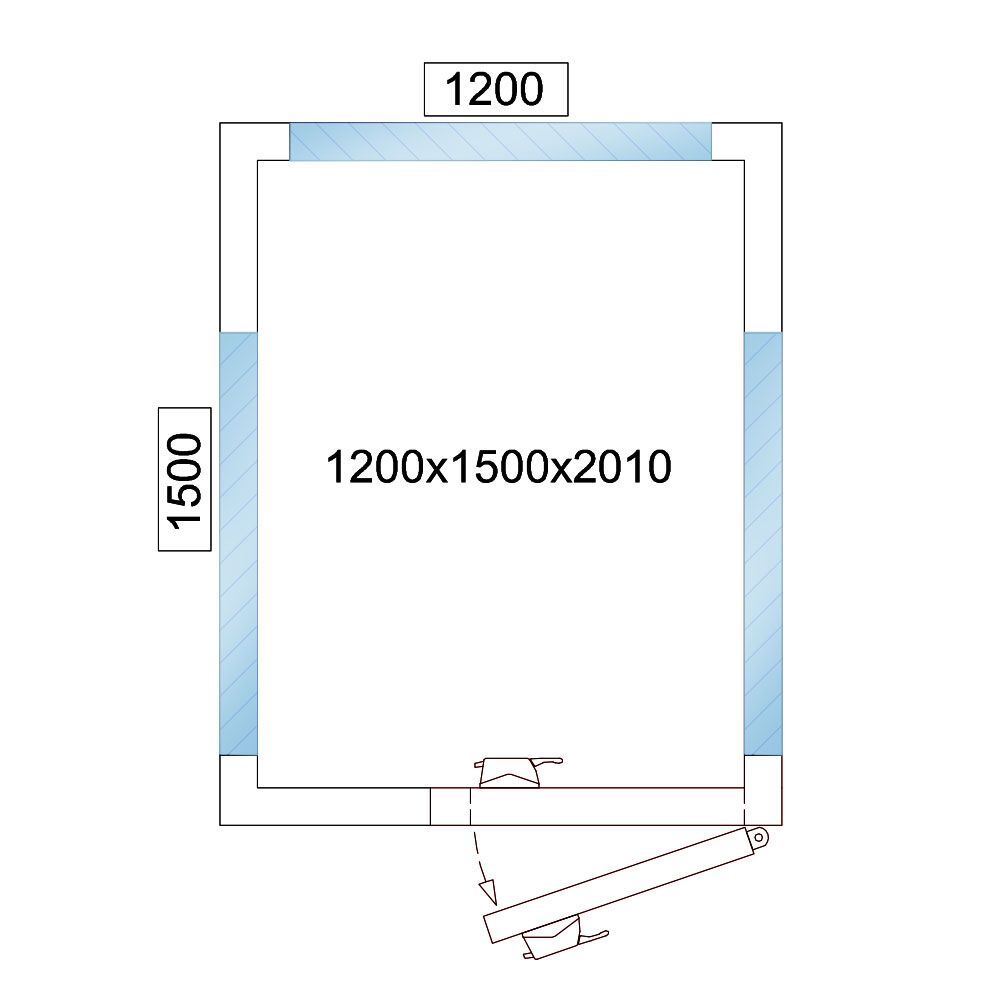 Cold Room - 1200x1500mm - 2,6m³ - 3 glass edges