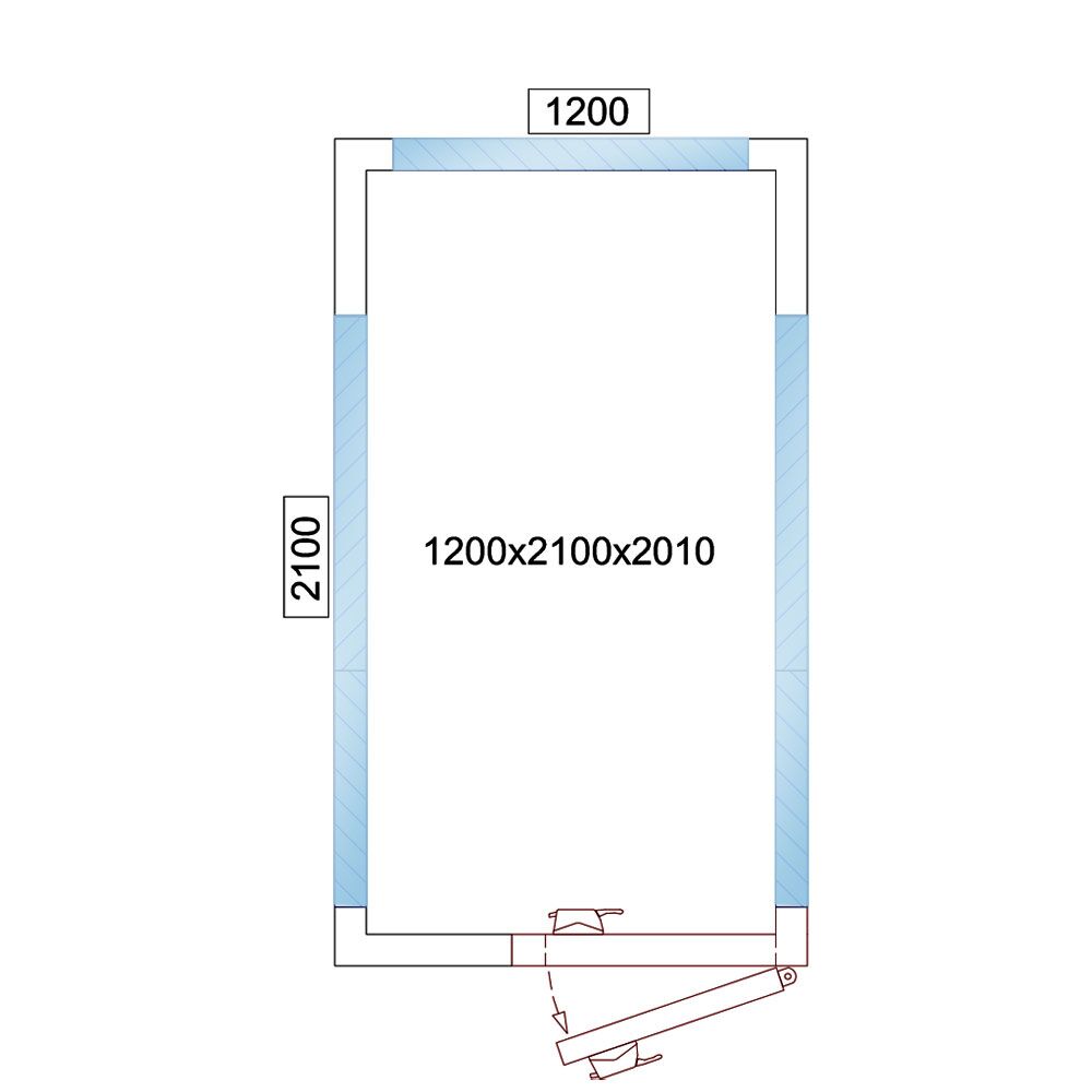Cold Room - 1200x2100mm - 3,7m³ - 3 glass edges