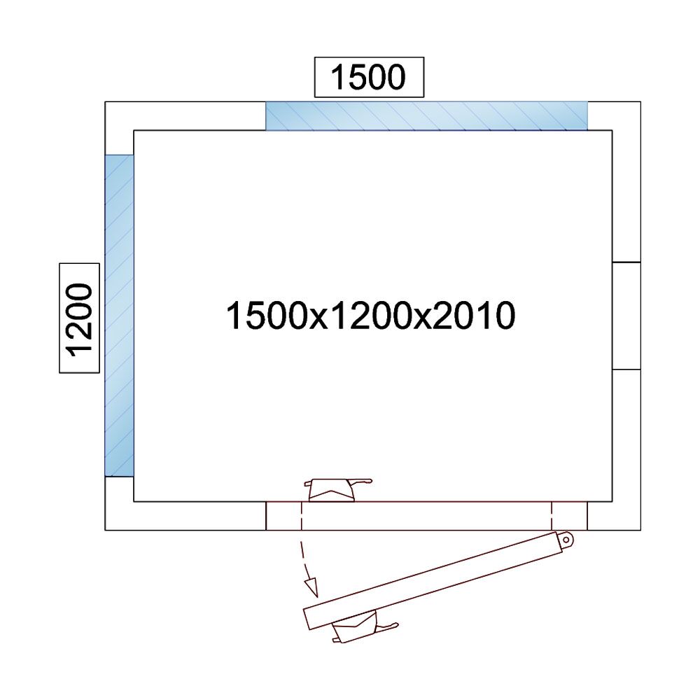 Cold Room - 1500x1200mm - 2,6m³ - 2 glass edges
