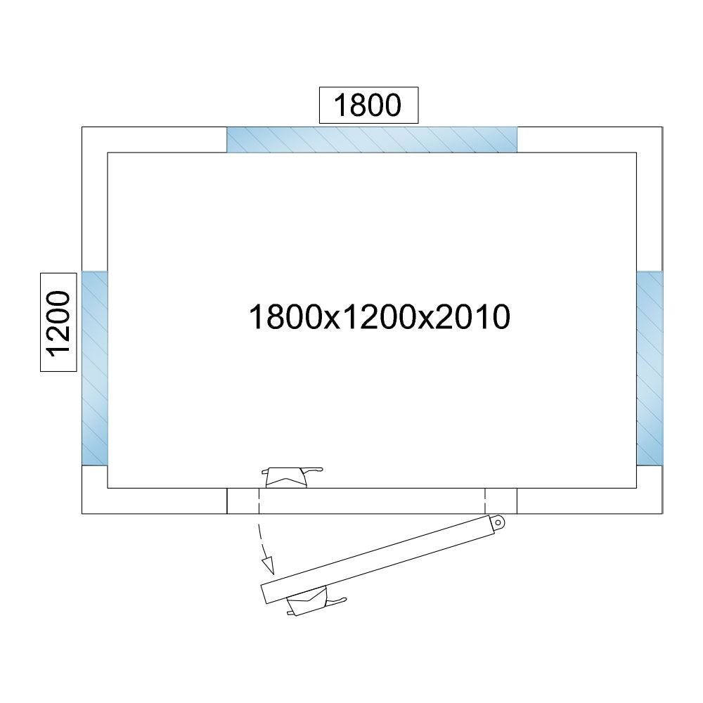 Cold Room - 1800x1200mm - 3,15m³ - 3 glass edges