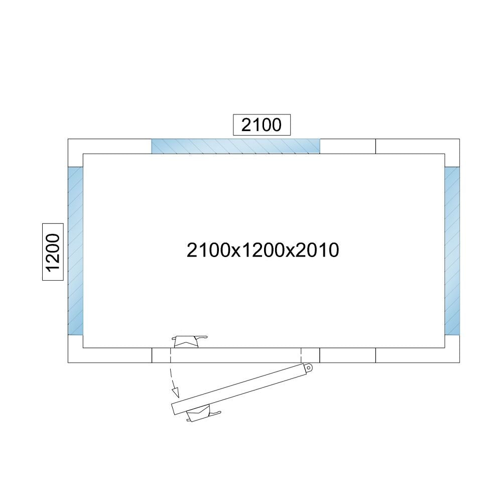 Cold Room - 2100x1200mm - 3,7m³ - 3 glass edges