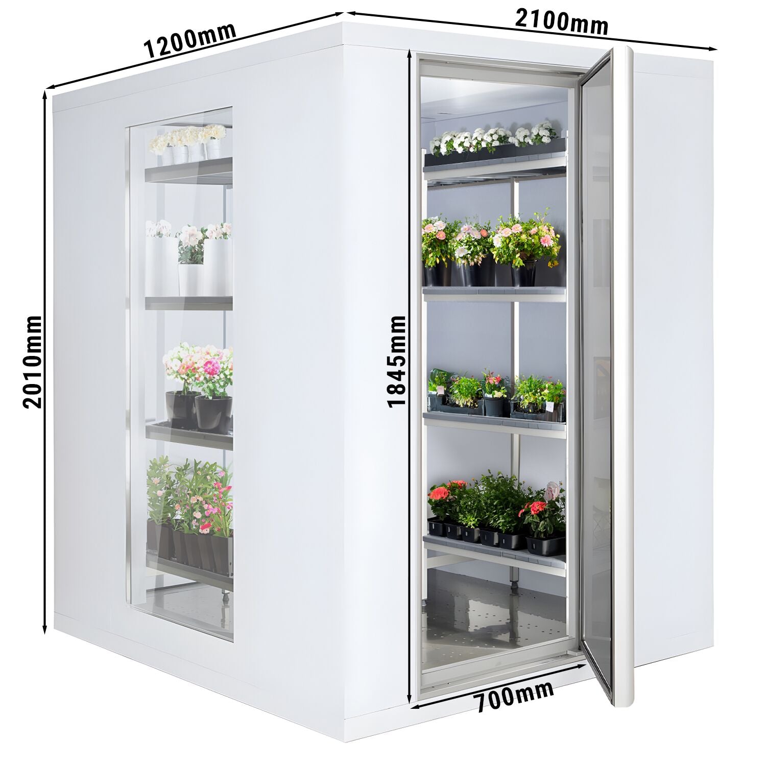 Cold Room - 2100x1200mm - 3,7m³ - 3 glass edges
