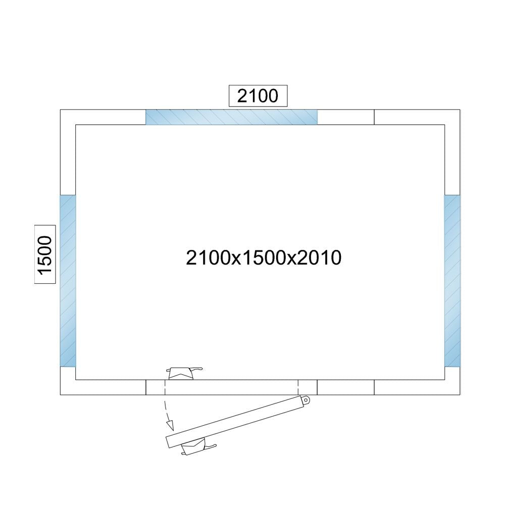 Cold Room - 2100x1500mm - 4,8m³ - 3 glass edges
