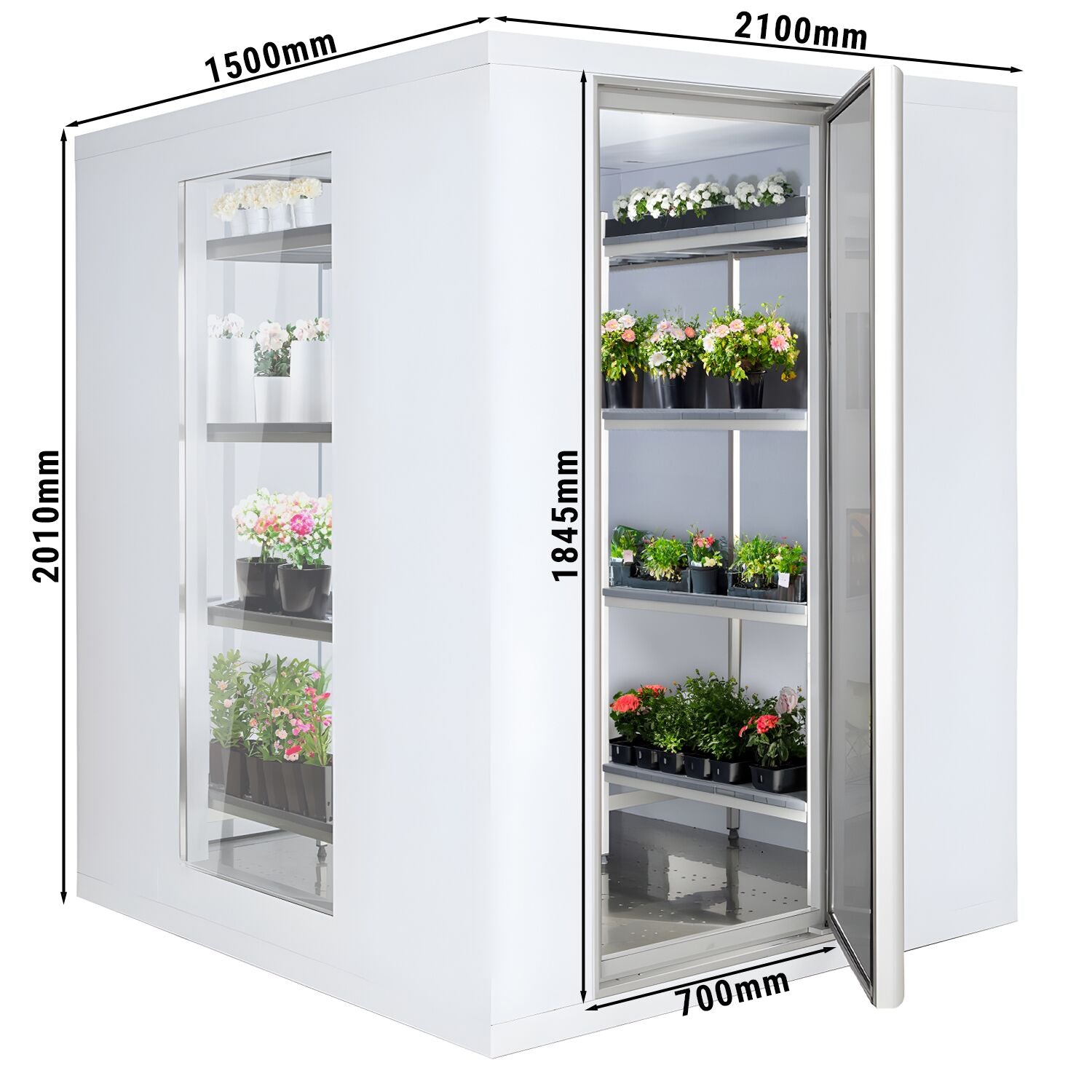 Cold Room - 2100x1500mm - 4,8m³ - 3 glass edges