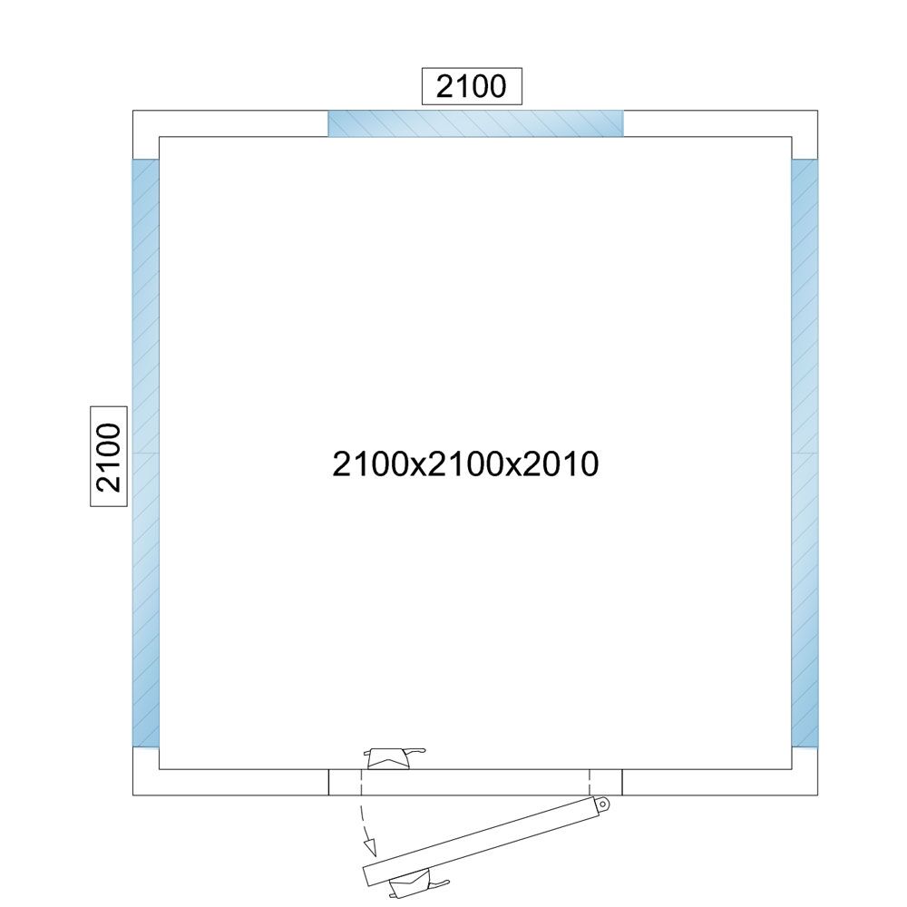 Cold Room - 2100x2100mm - 6,9m³ - 3 glass edges