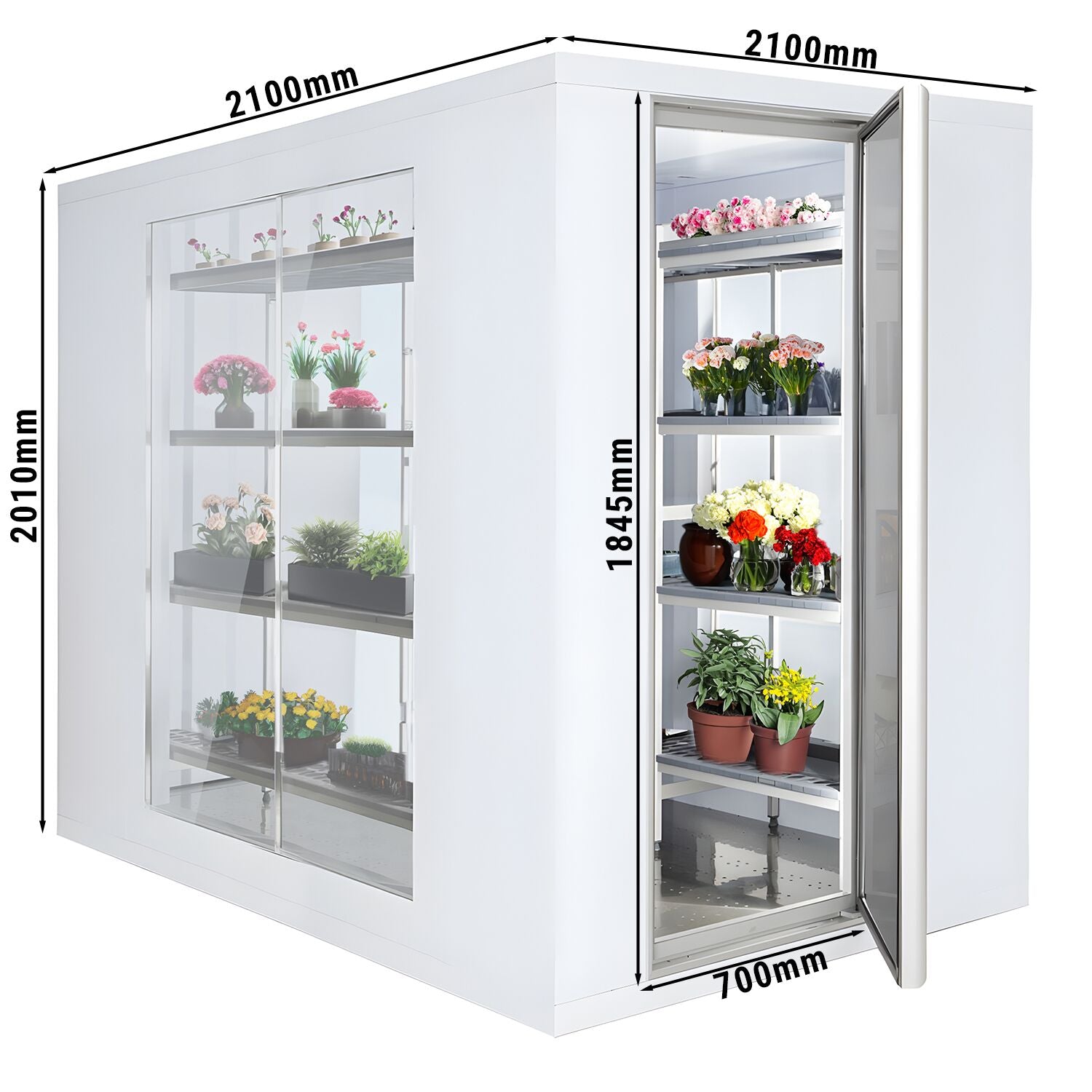 Cold Room - 2100x2100mm - 6,9m³ - 3 glass edges