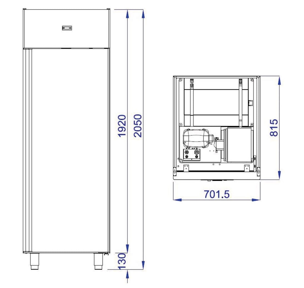 Refrigerator Premium - GN 2/1 - 700 liters - 1 door