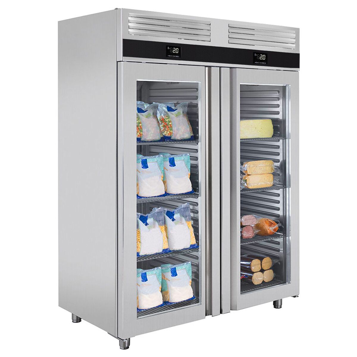 Refrigerator & Deep Freezer Combination PremIum - GN 2/1 - 1400 liters - 2 glass doors