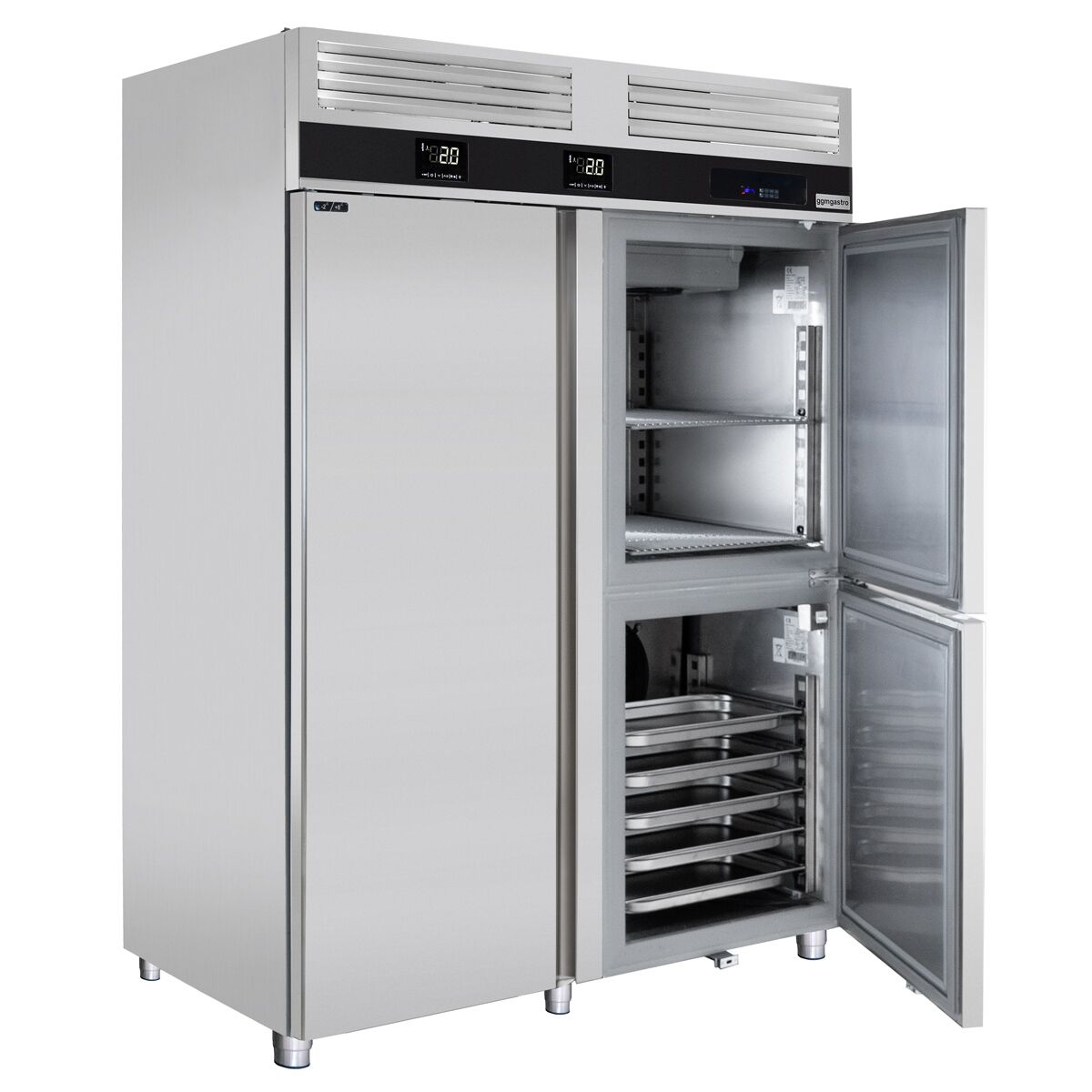 Refrigerator & Deep Freezer Combination PremIum - Built -in Shock Freezer - GN 2/1 + GN 1/1 - 1400 Lt. - 1 door & 2 stainless steel half -door