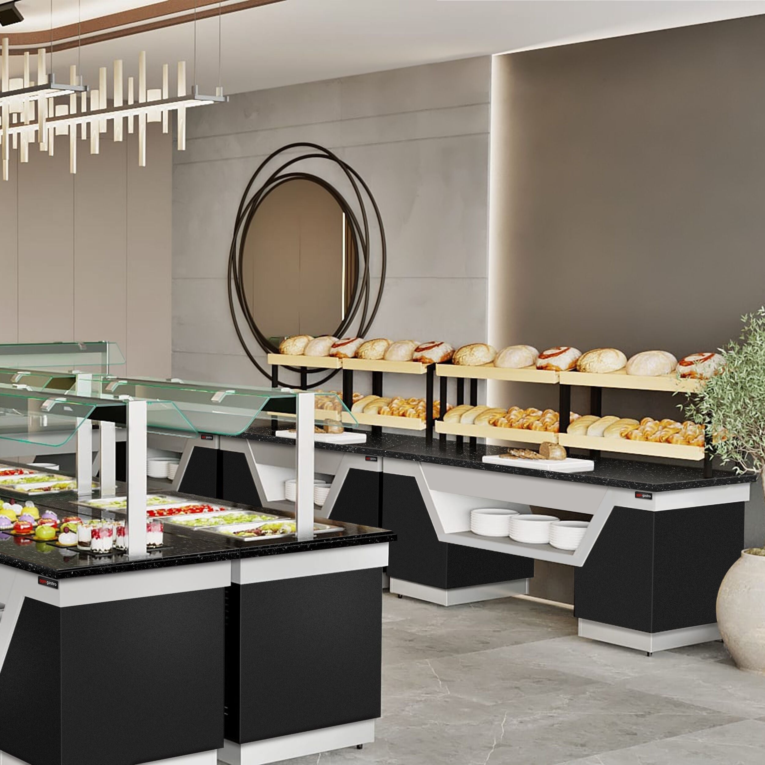 Bread Shelf Belfast - 2000mm - Wheel - Black Granite Working Counter