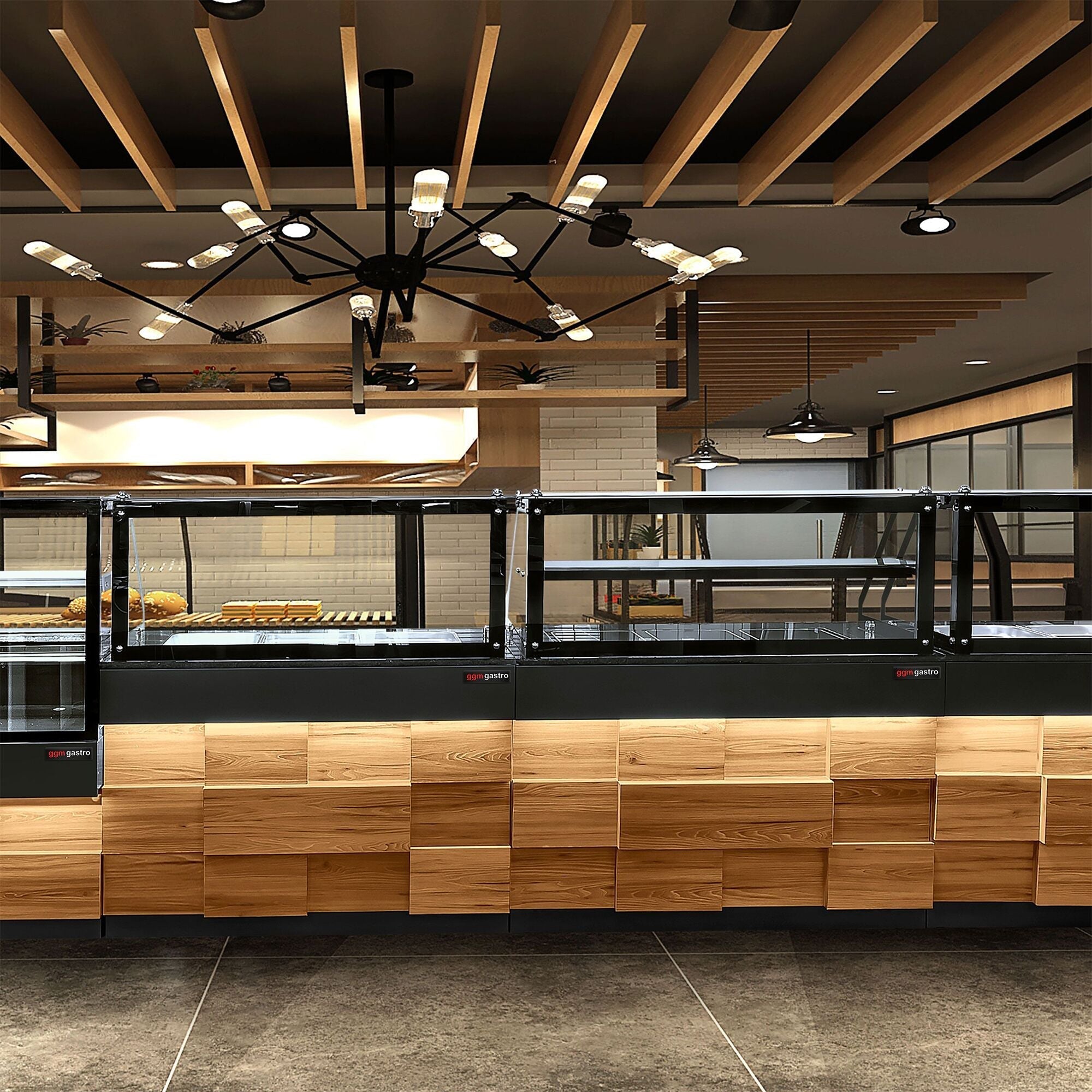 SALADET TORONTO- 2000mm - Wooden Front Panel -3 Doors -5x GN 1/1 - Black Granite Working Machine
