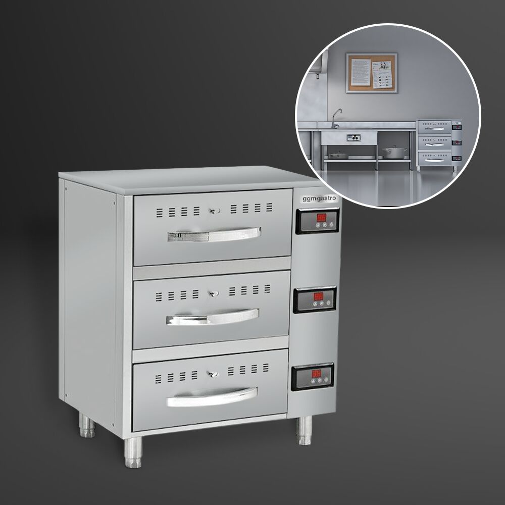 Heating cabinet - 824mm - 3 drawers