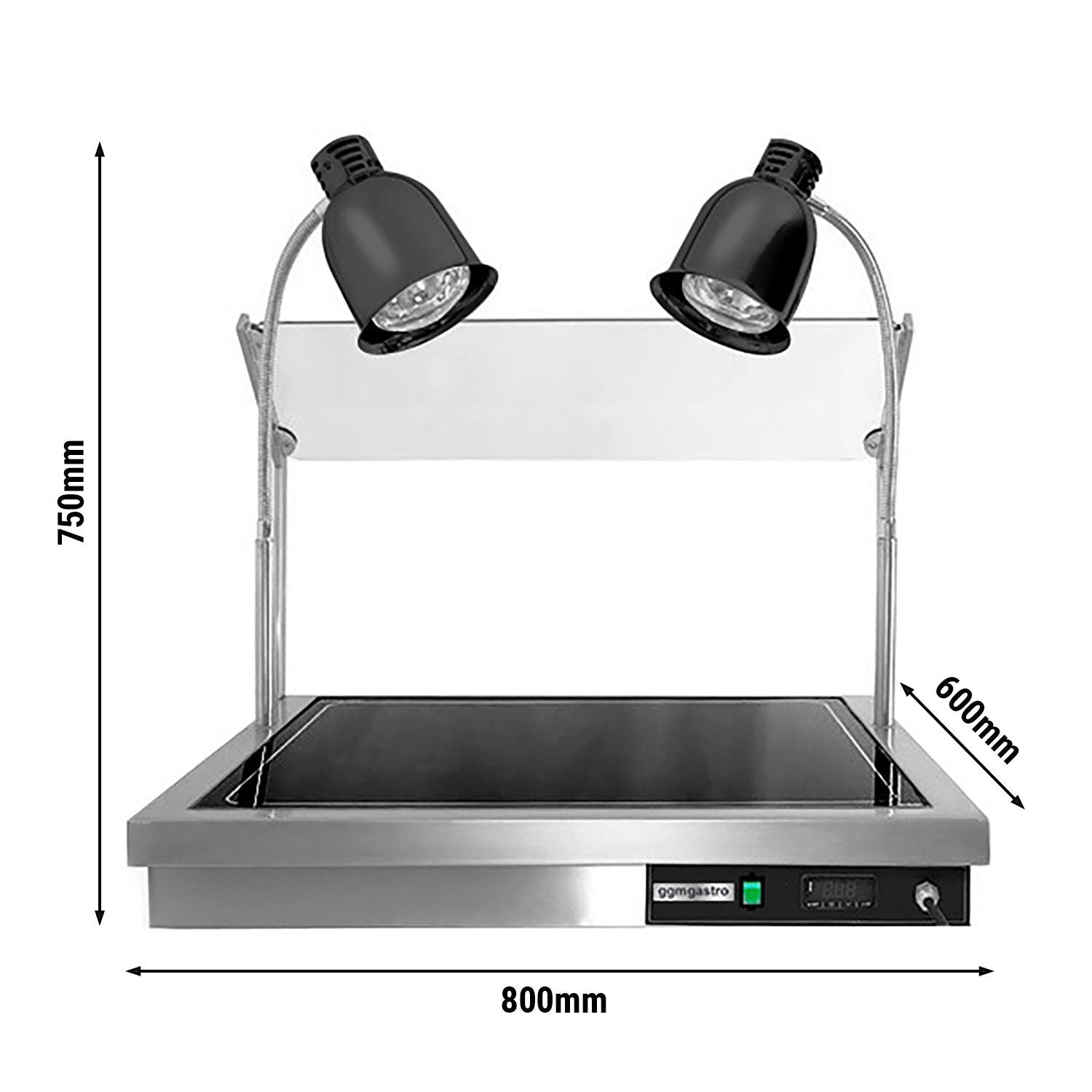 2 Heating Lamp Hot Holding Plate