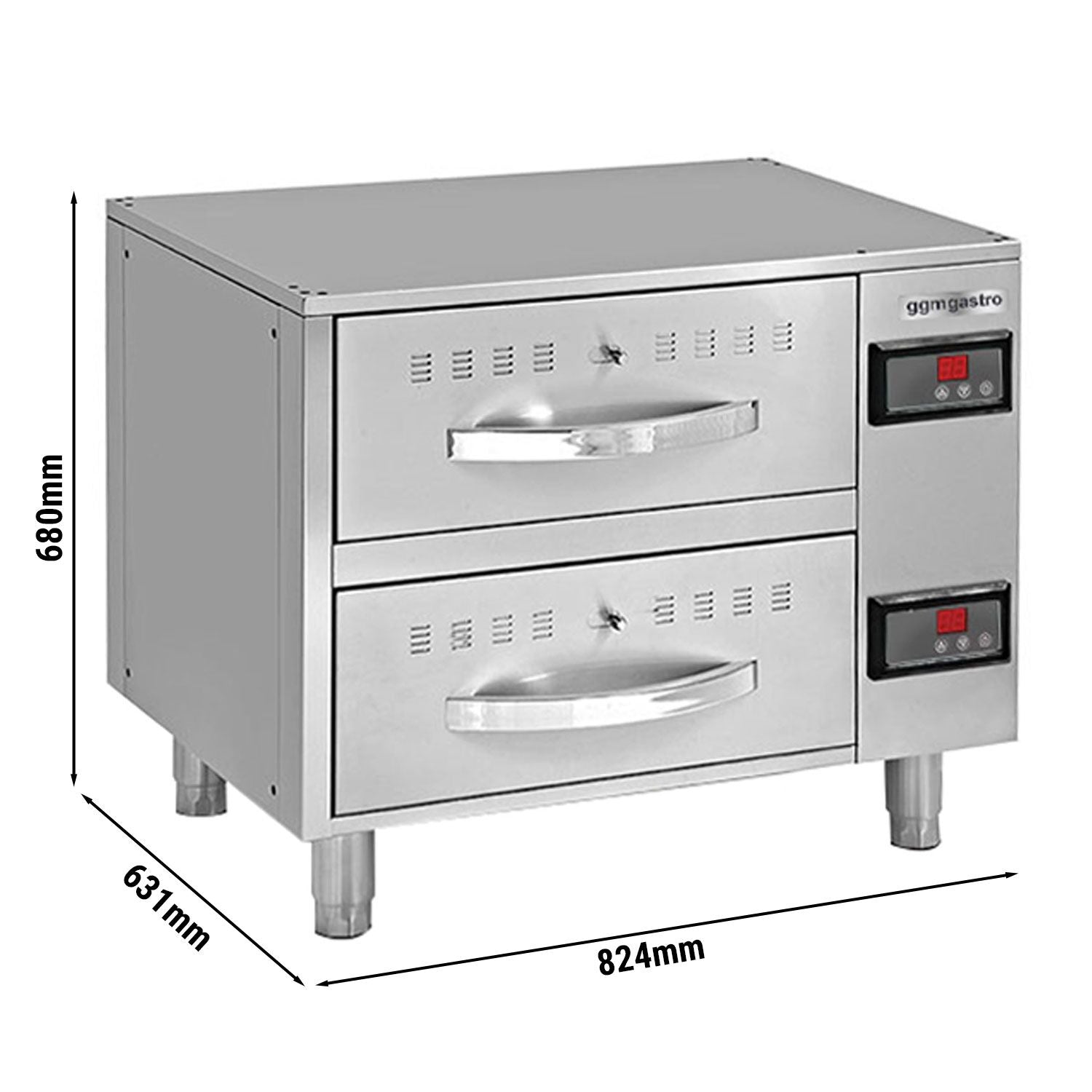 Heating cabinet - 824mm - 2 drawers