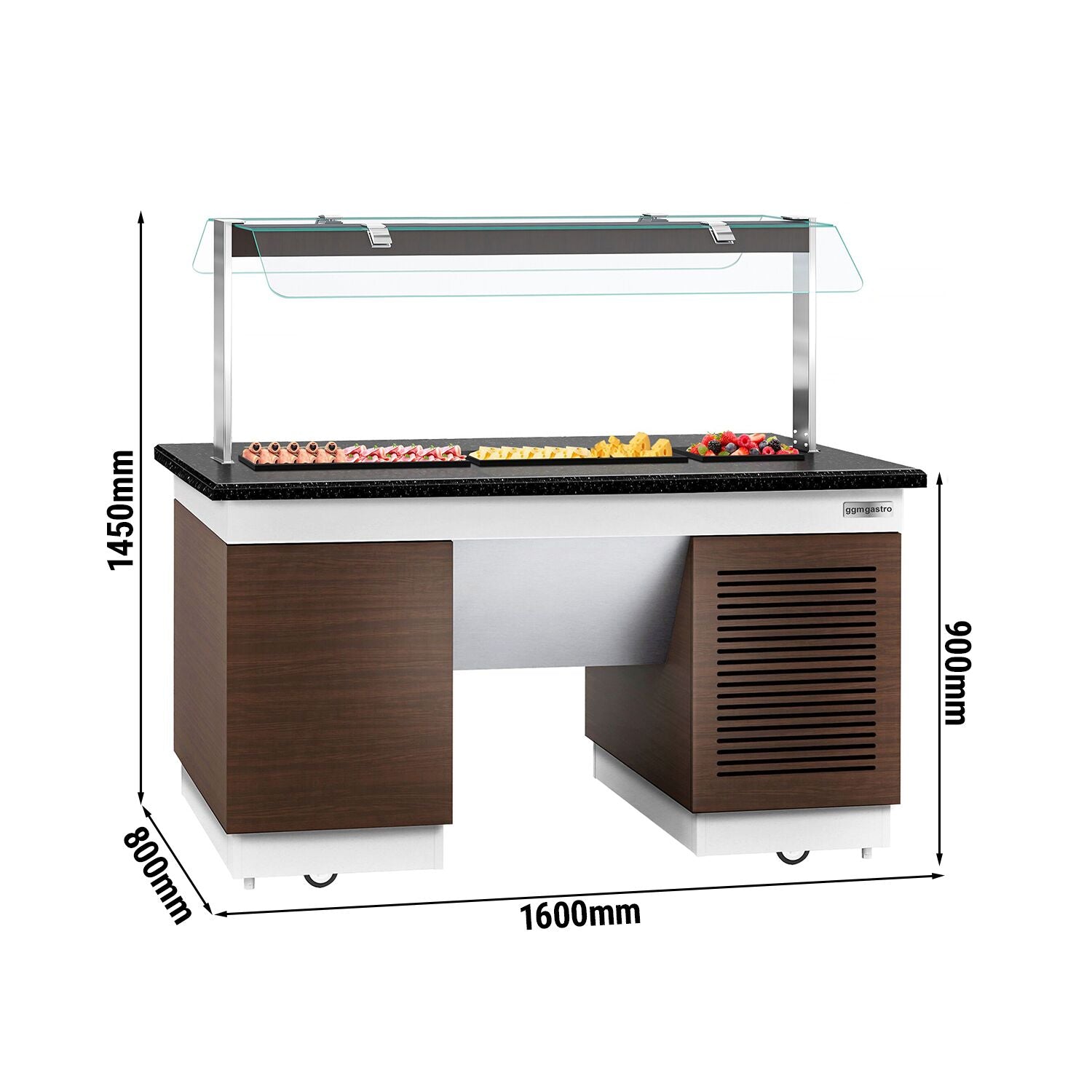 Cold Open Buffet counter dublin- 1600mm - Cool Pleytli & Wheel