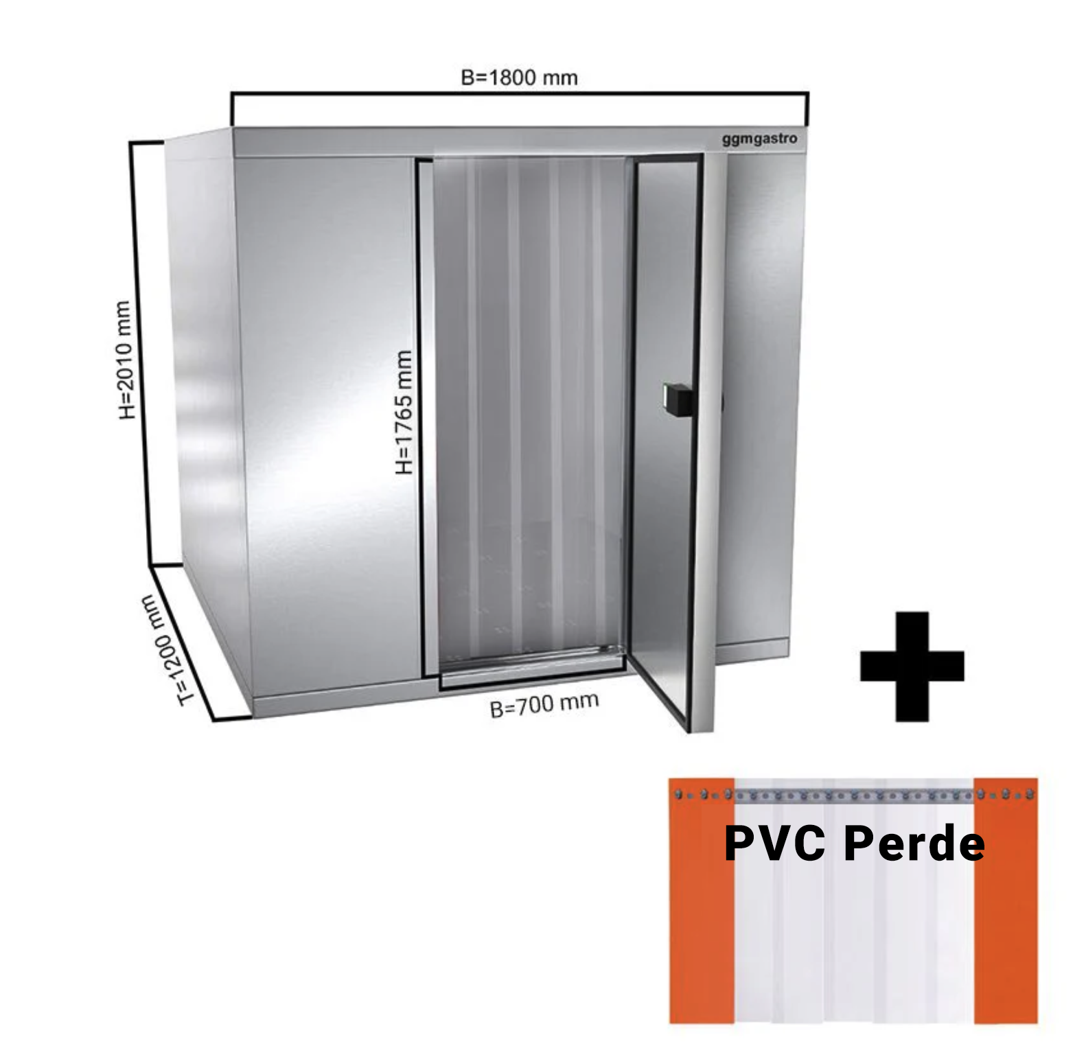 Stainless Steel Deep Freezer Room - 1800x1200mm - 2,65m³ - PVC Curtain Including