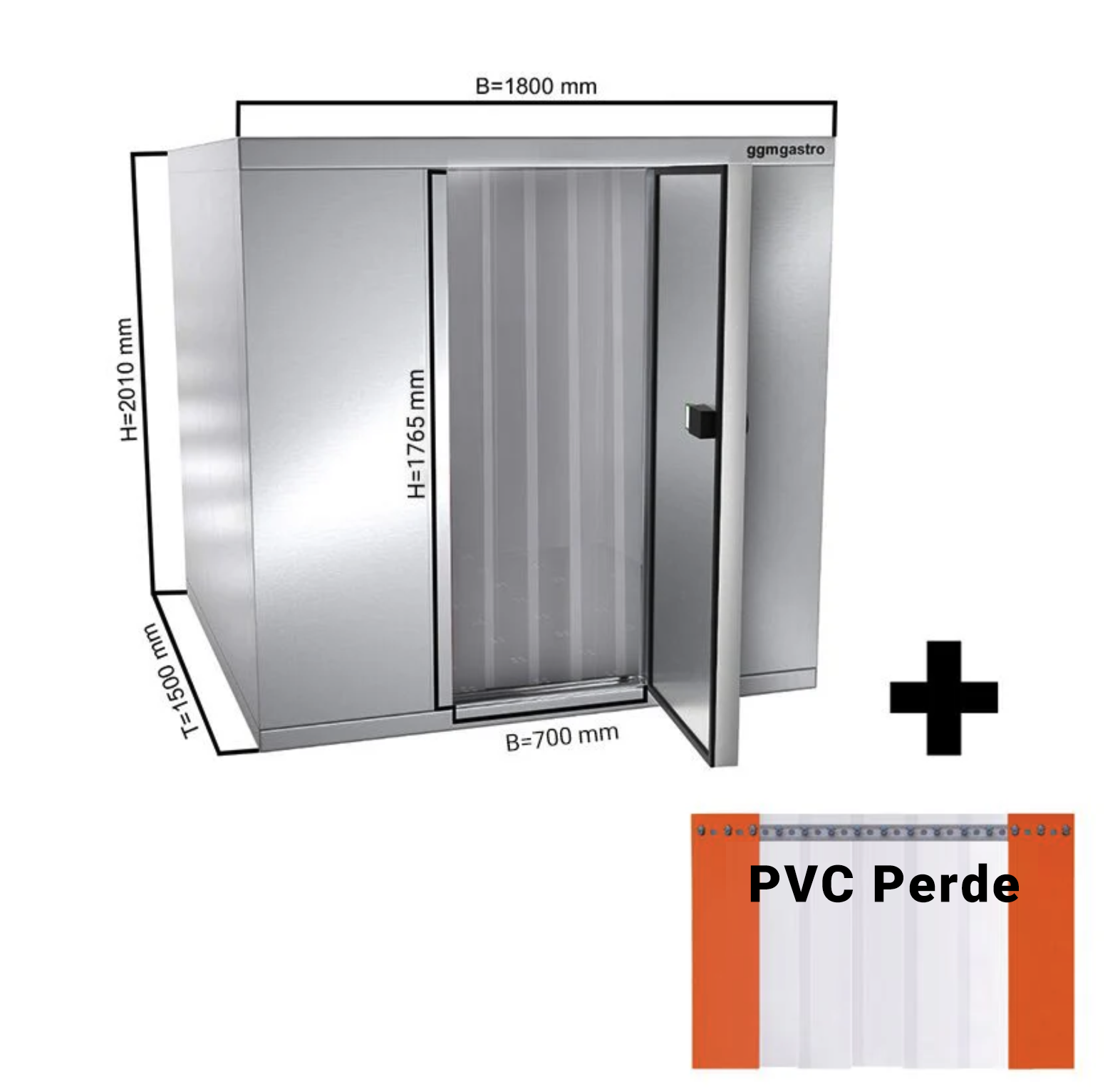 Stainless Steel Deep Freezer Room - 1800 x 1500mm - 3,47m³ - PVC Curtain Including