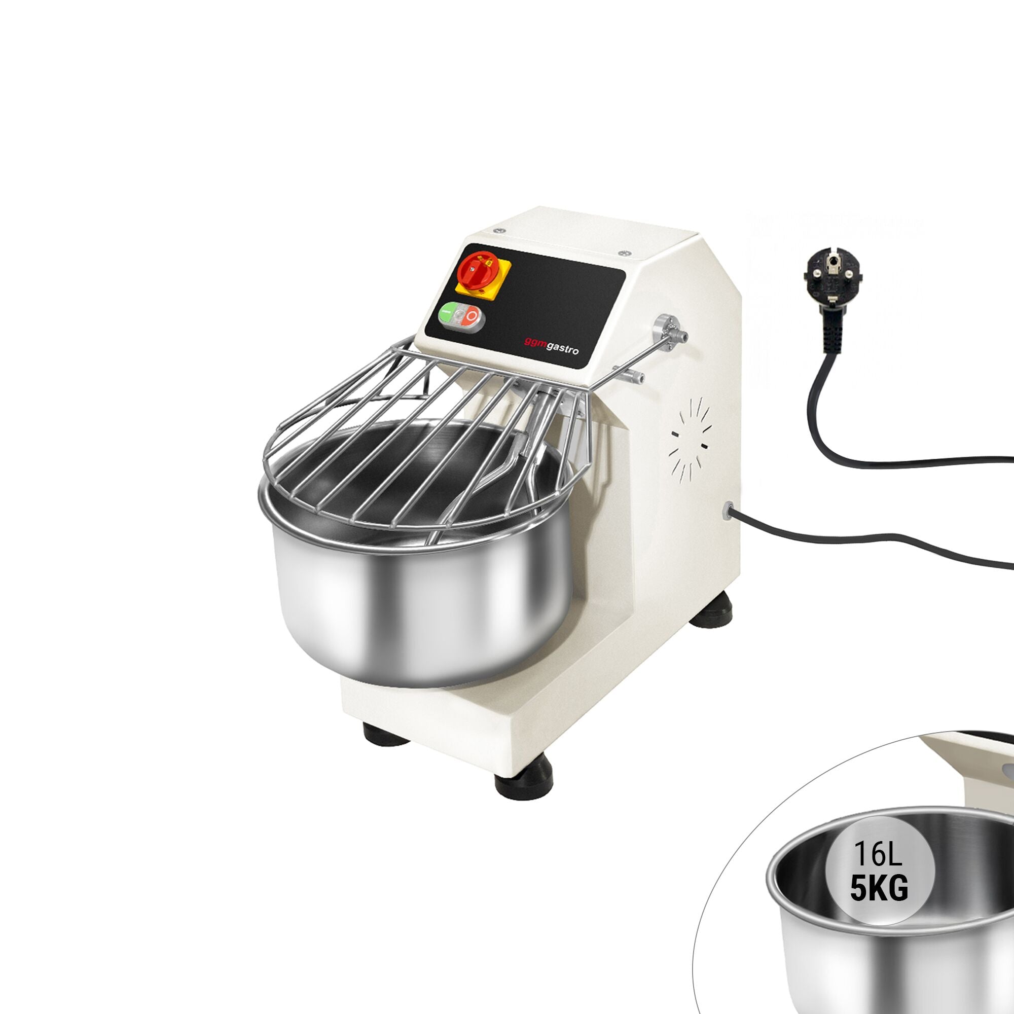 Dough kneading machine - 16 liters / 5 kg - fixed chamber - 230 V