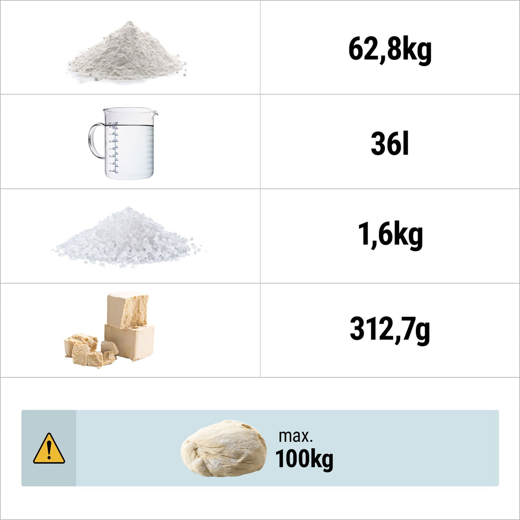 Dough kneading machine - 160 liters / 100 - fixed chamber kg - 400 V