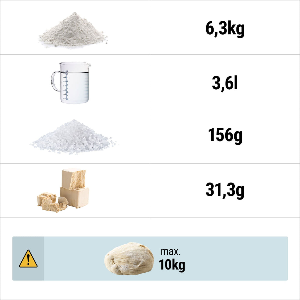 Dough kneading machine - 20 liters / 10 kg - fixed chamber - 230 V
