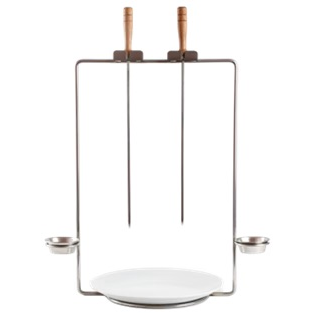 2 Square Swelling Stainless Fish Presentation Stand with Double Sauce - 5 Pieces - Alba