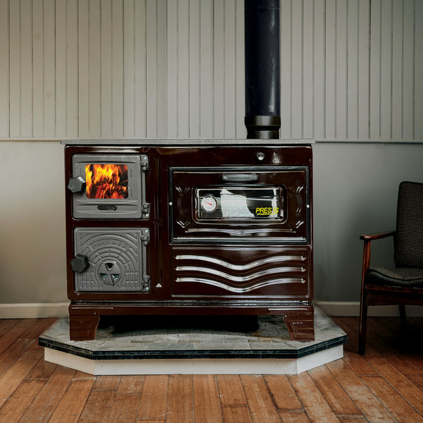 Cast Iron Wood Cook Stove with Oven - Brown