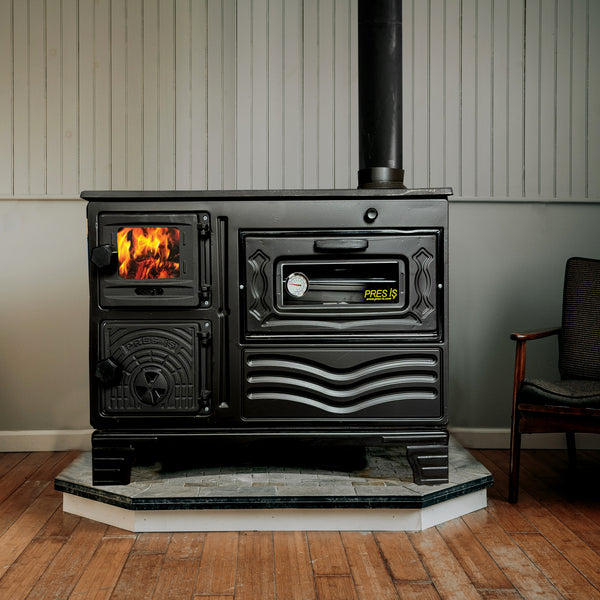 Cast Iron Wood Cook Stove with Oven - Black